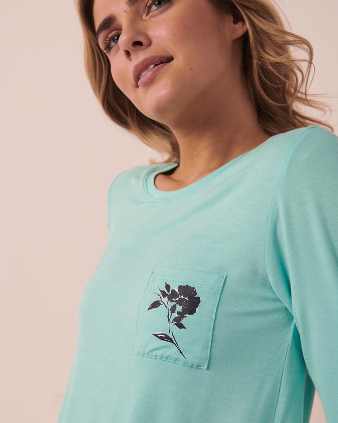 la Vie en Rose Women’s Aqua Soft Jersey 3/4 Sleeve Shirt
