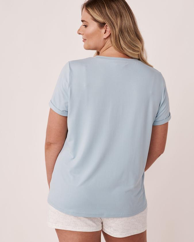 la Vie en Rose Women’s Baby blue Super Soft Flocking Print T-shirt