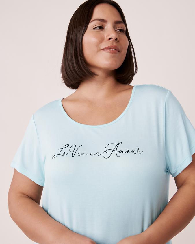 la Vie en Rose Women’s Clear blue Scoop Neck Short Sleeve Sleepshirt