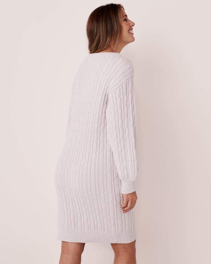 la Vie en Rose Women’s Silver grey Cable-knit Chenille Long Sleeve Dress