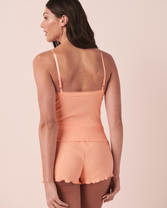 la Vie en Rose Women’s Peach Lettuce Edge Ribbed Cami