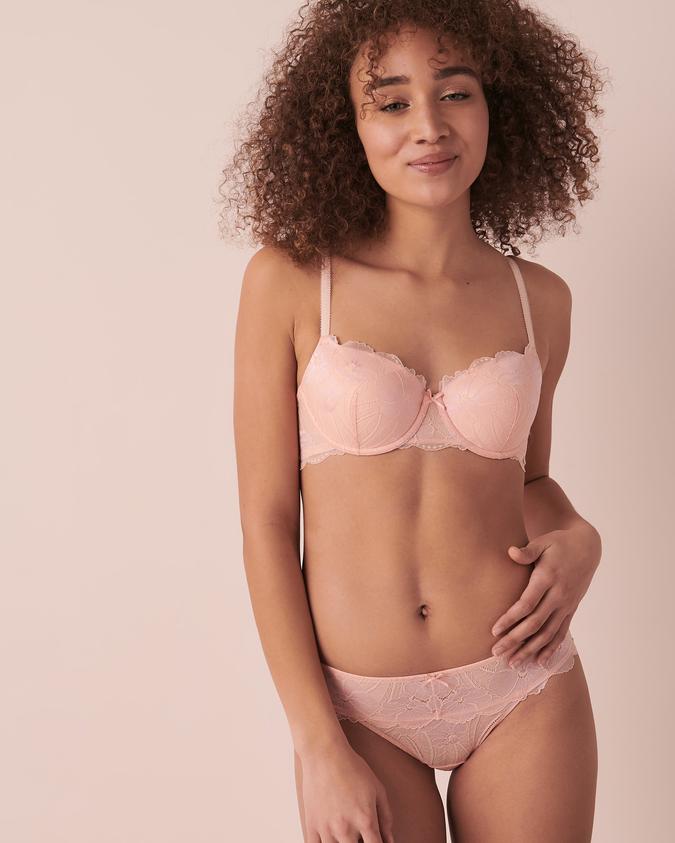 la Vie en Rose Women’s Peach Lightly Lined Balconette Flexible Bra