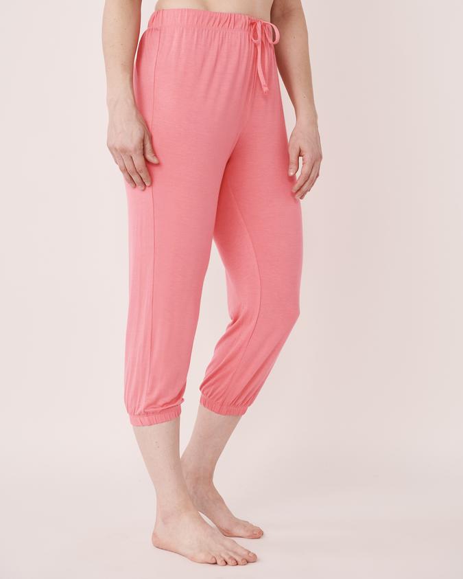 la Vie en Rose Women’s Pink Soft Knit Jersey Fitted Capri