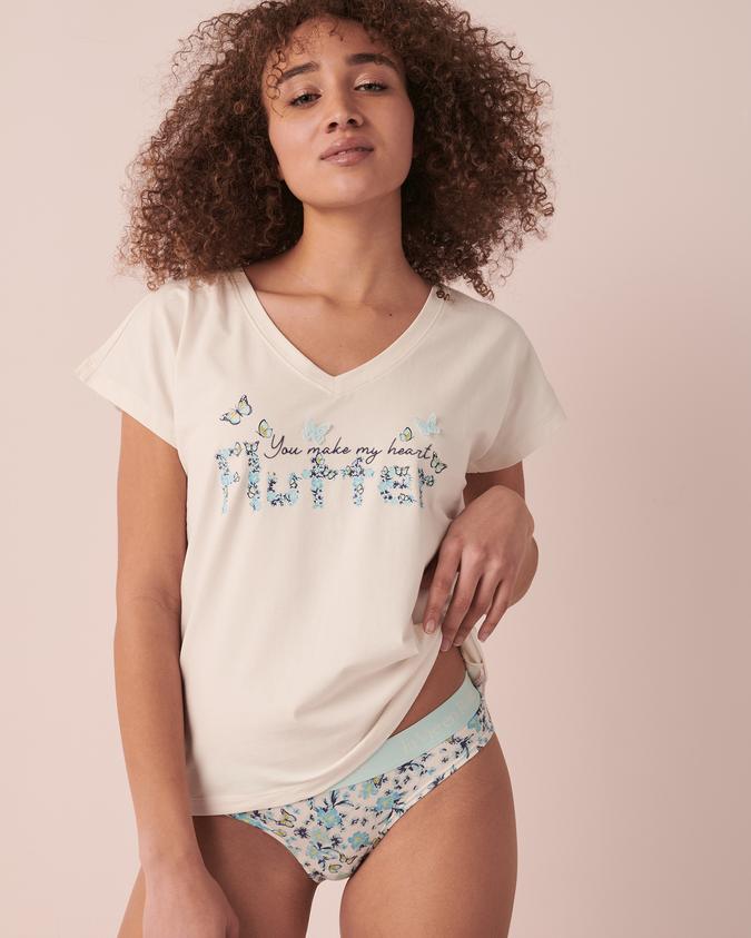 la Vie en Rose Women’s Blue spring Cotton and Logo Elastic Band Bikini Panty