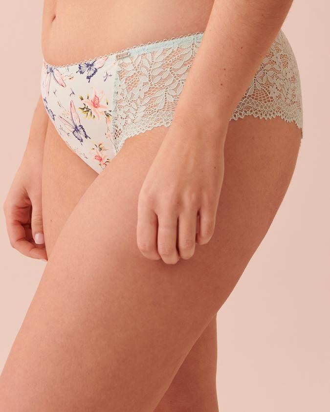 la Vie en Rose Women’s Flourishing Microfiber and Lace Detail Cheeky Panty
