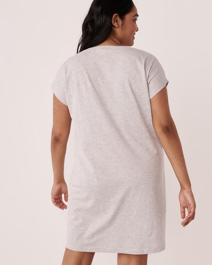 la Vie en Rose Women’s Comfy grey Scoop Neck Short Sleeve Sleepshirt