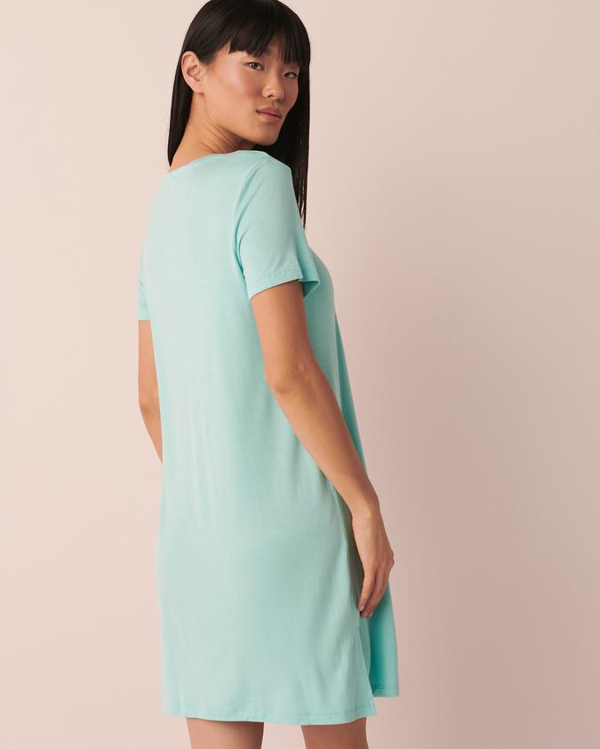 la Vie en Rose Women’s Aqua Soft Jersey Short Sleeve Sleepshirt
