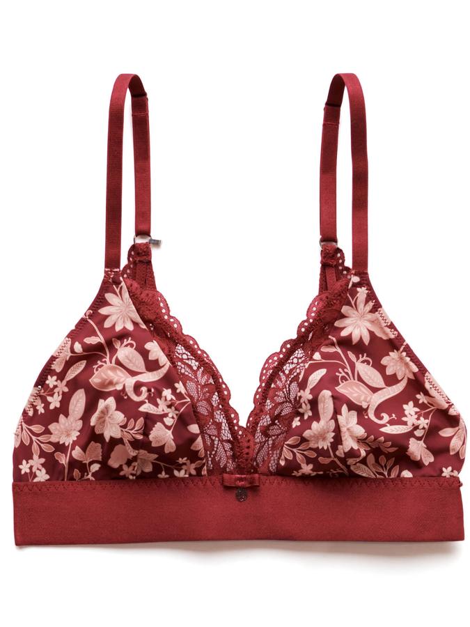 la Vie en Rose Women’s Rich floral Lace Detail Floral Bralette