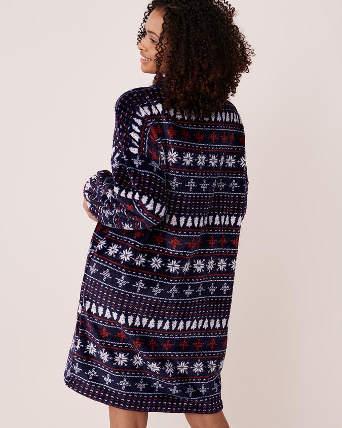 la Vie en Rose Women’s Fair Isle Fair Isle Plush Long Sleeve Dress