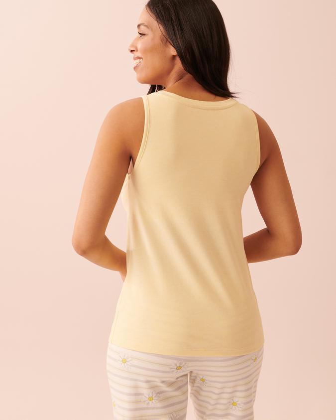 la Vie en Rose Women’s Light yellow Cotton Scoop Neck Cami