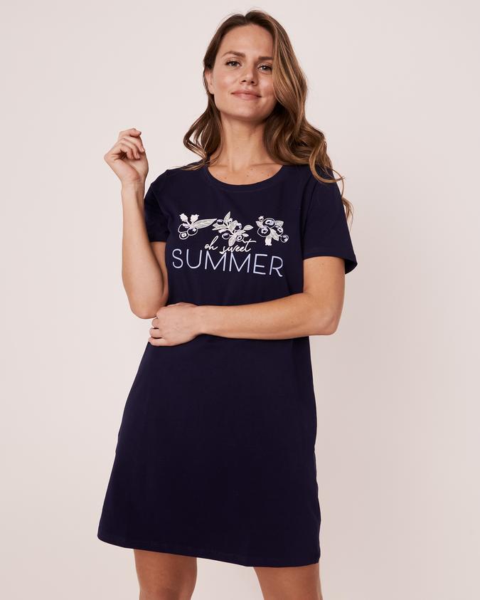 la Vie en Rose Women’s Maritime blue Scoop Neck Short Sleeve Sleepshirt