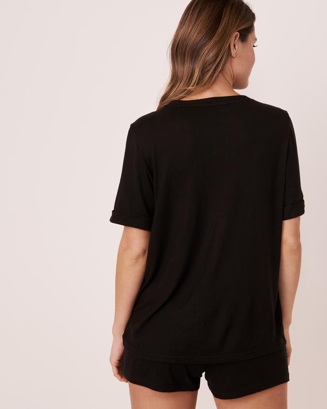 la Vie en Rose Women’s Black Soft Knit T-shirt