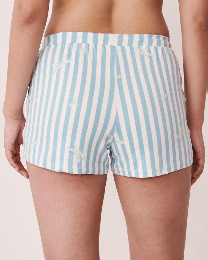 la Vie en Rose Women’s Stripes and dragonfly Super Soft Pyjama Shorts with Pockets