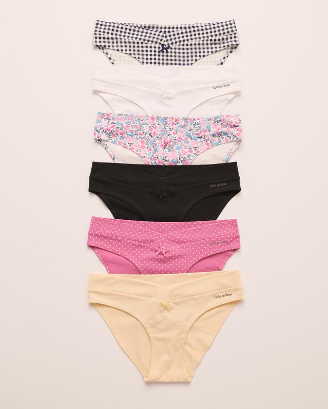 la Vie en Rose Women’s Multicolor 6-Pack Cotton Bikini Panty