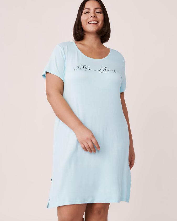 la Vie en Rose Women’s Clear blue Scoop Neck Short Sleeve Sleepshirt