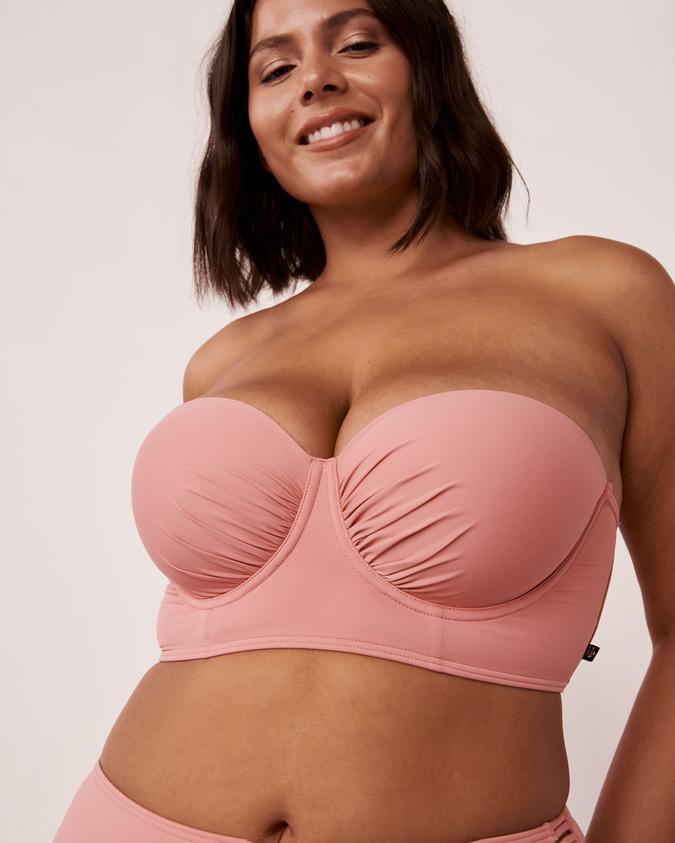 la Vie en Rose Women’s Vintage pink SOLID Bustier Bandeau Bikini Top
