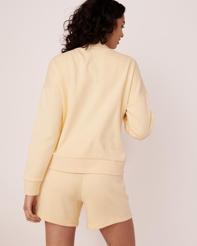 la Vie en Rose Women’s Yellow Fleece Varsity Neckline Long Sleeve Shirt