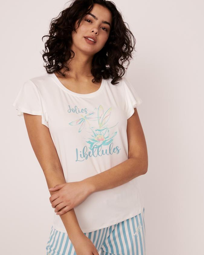 la Vie en Rose Women’s White Super Soft Ruffle T-shirt