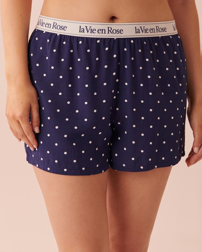 la Vie en Rose Women’s Navy dots Cotton PJ Set