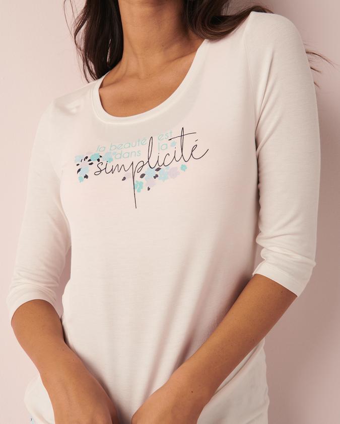 la Vie en Rose Women’s Snow white Soft Jersey 3/4 Sleeve Shirt