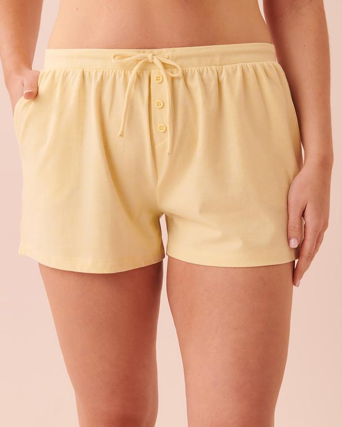 la Vie en Rose Women’s Light yellow Cotton Pyjama Shorts