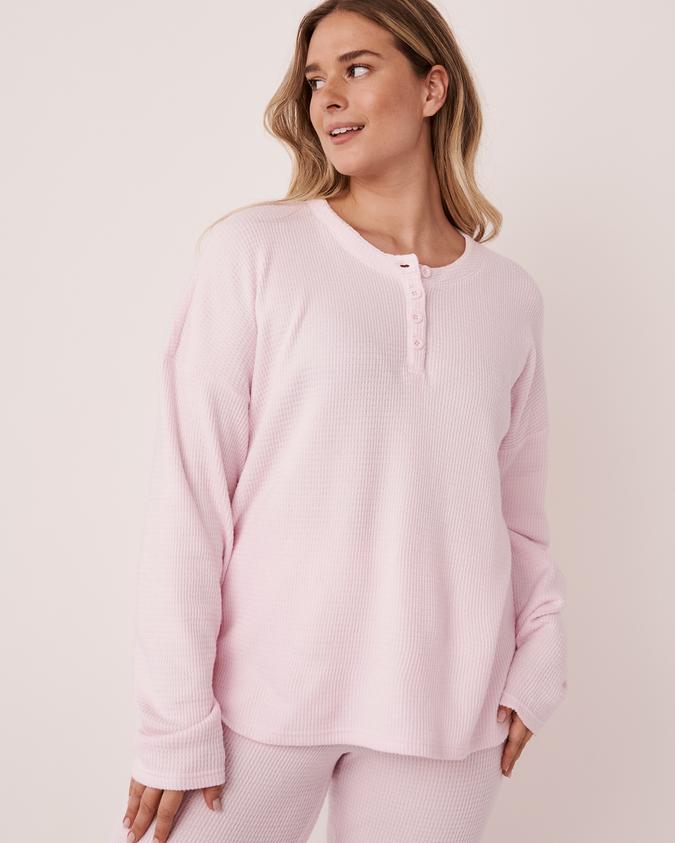 la Vie en Rose Women’s Lilac cloud Waffle Knit Long Sleeve Shirt