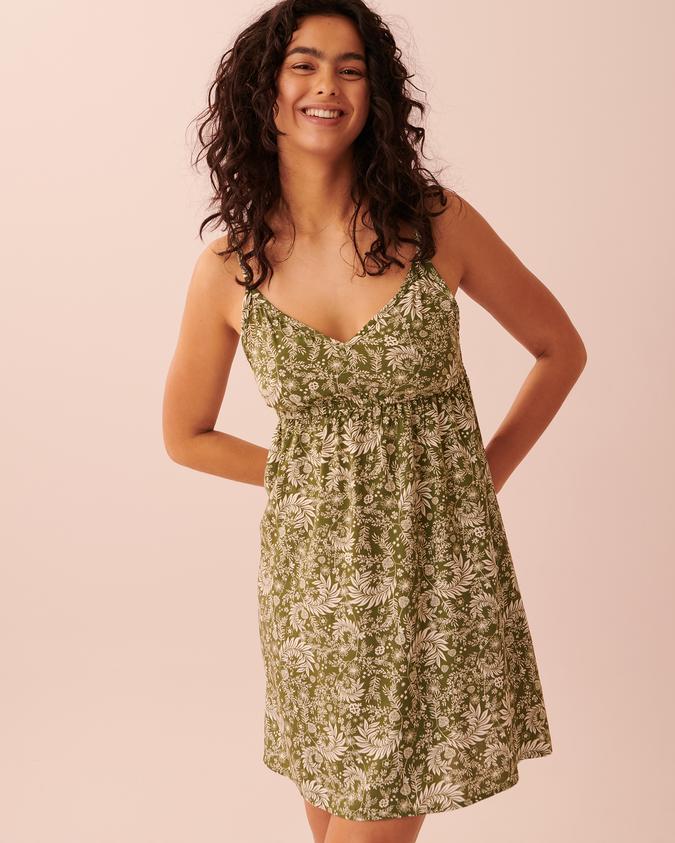 la Vie en Rose Women’s Khaki print Printed Thin Straps Nightie