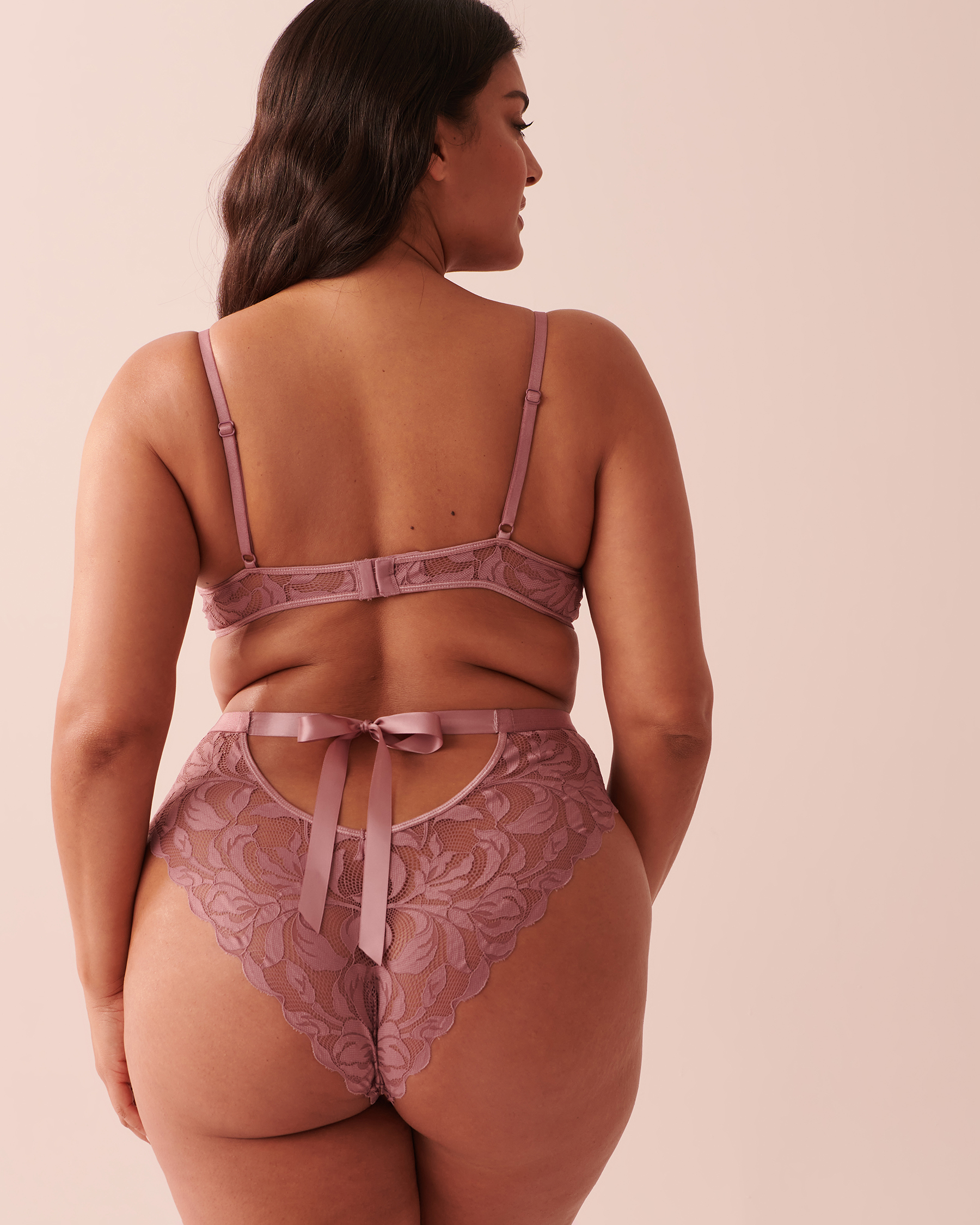 la Vie en Rose Women’s DUSKY ORCHID Cut-Out Lace Cheeky Teddy