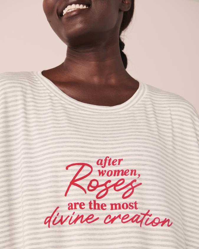 la Vie en Rose Women’s Grey stripes Bamboo Oversized Sleepshirt