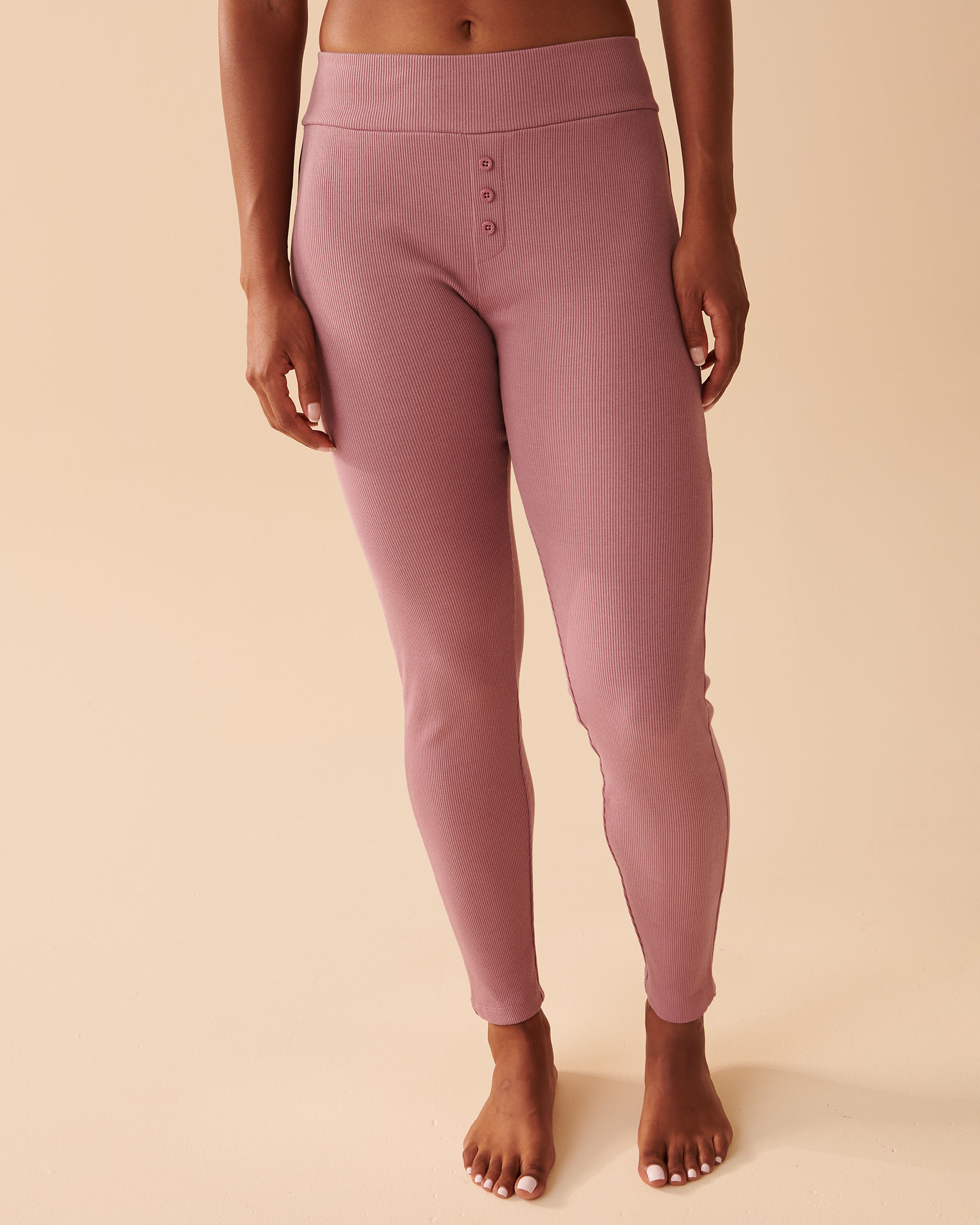 Ribbed Fitted Pants - Dusky orchid