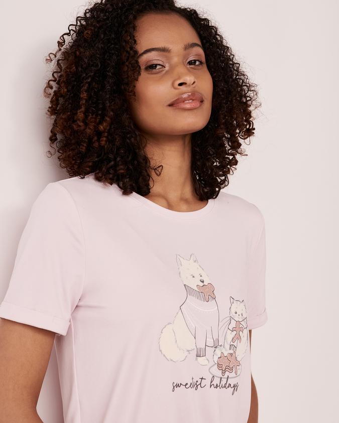 la Vie en Rose Women’s Lilac cloud Super Soft Flocking Print T-shirt