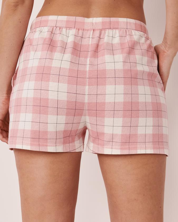 la Vie en Rose Women’s Pink plaid Cotton Pyjama Shorts