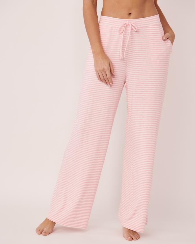 la Vie en Rose Women’s Pink stripes Bamboo Wide Leg Pants