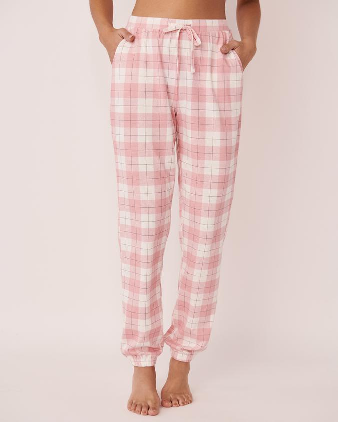 la Vie en Rose Women’s Pink plaid Cotton Pyjama Pants