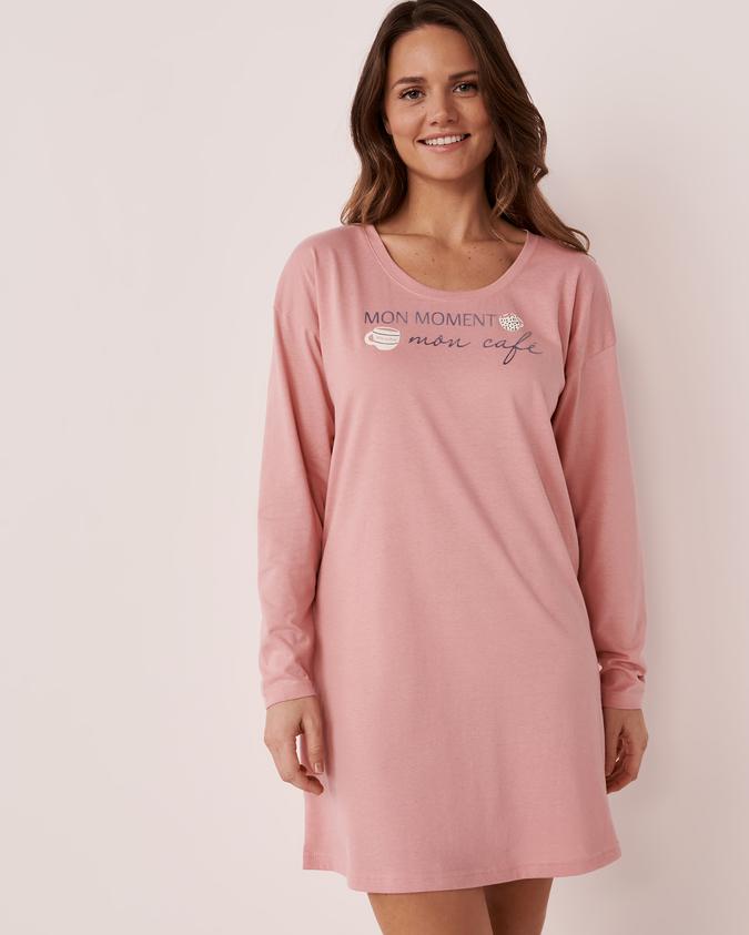 la Vie en Rose Women’s Pink Cotton Long Sleeve Sleepshirt