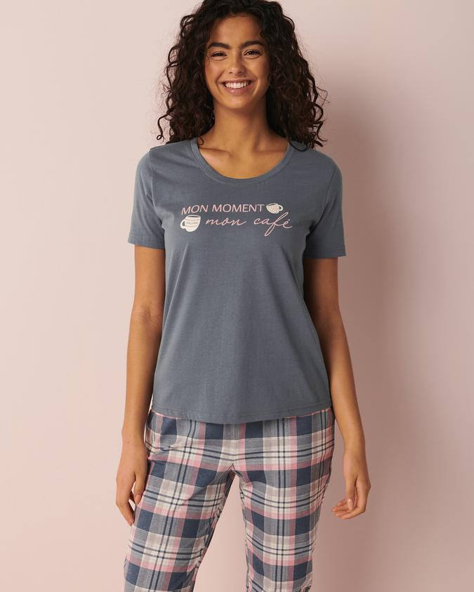 la Vie en Rose Women’s Blue Cotton Crew Neck T-shirt