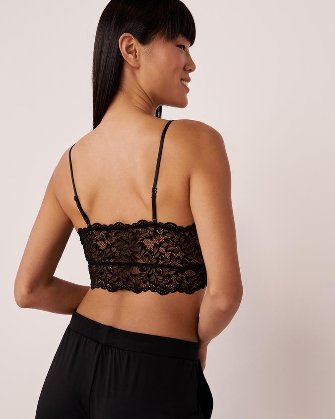 la Vie en Rose Women’s Black Lace Detail Crop Cami