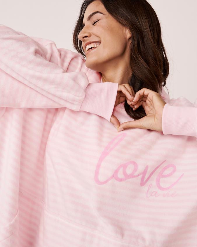 la Vie en Rose Women’s Pink stripes Oversized Hoodie