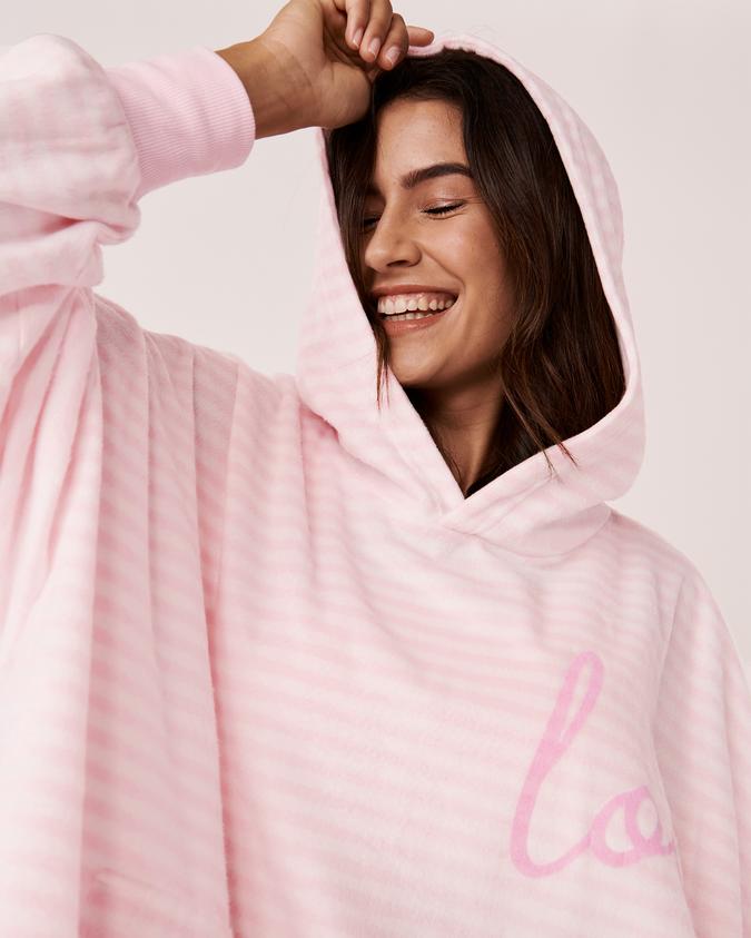 la Vie en Rose Women’s Pink stripes Oversized Hoodie