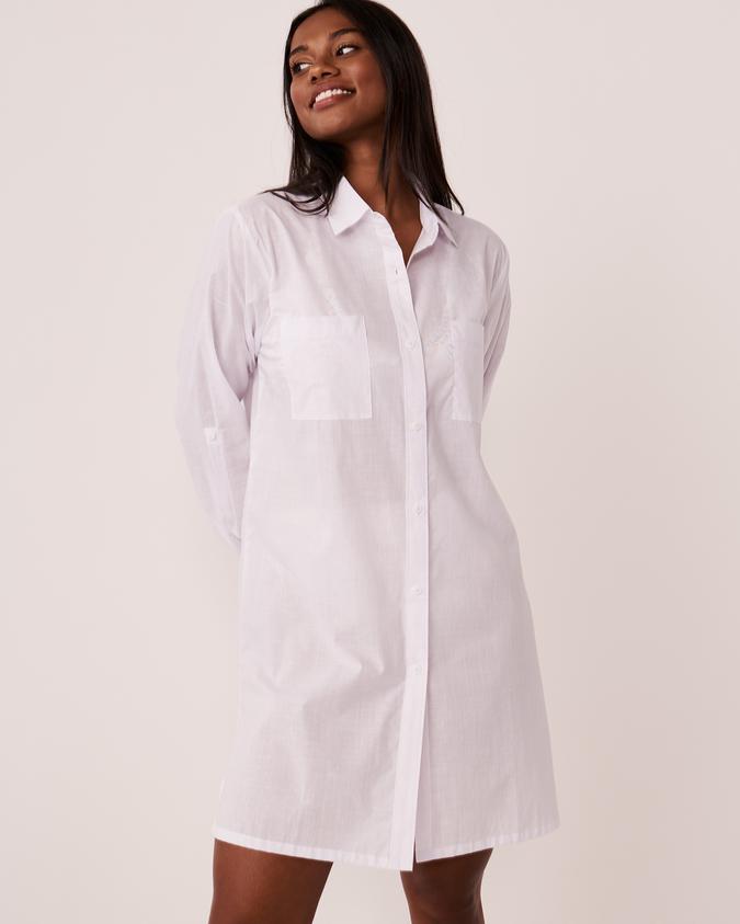 la Vie en Rose Women’s White Organic Cotton Long Button-down Tunic