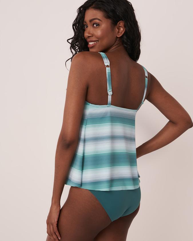 la Vie en Rose Women’s Blue Stripes Recycled Fibers High Neck Tankini Top