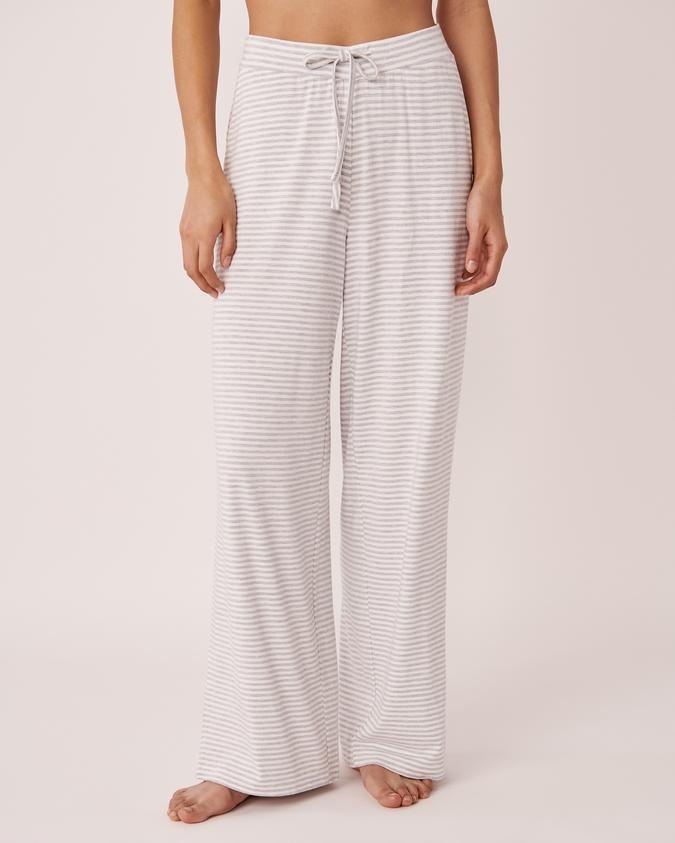 la Vie en Rose Women’s Grey stripes Bamboo Wide Leg Pants