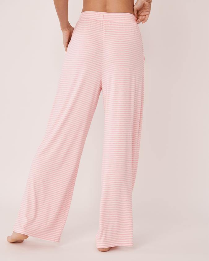 la Vie en Rose Women’s Pink stripes Bamboo Wide Leg Pants