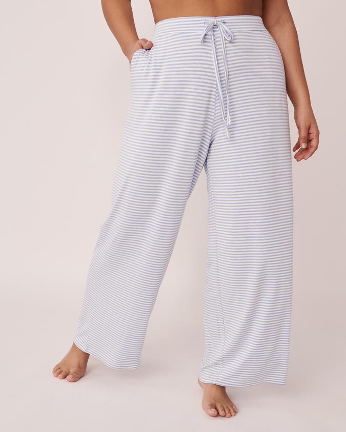 la Vie en Rose Women’s Blue stripes Bamboo Wide Leg Pants