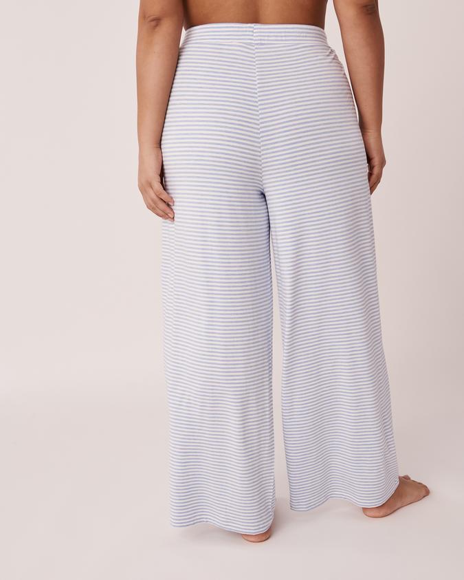 la Vie en Rose Women’s Blue stripes Bamboo Wide Leg Pants