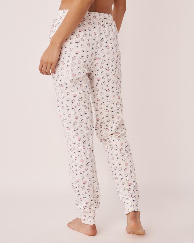 la Vie en Rose Women’s Coffee cups Cotton Fitted Pants