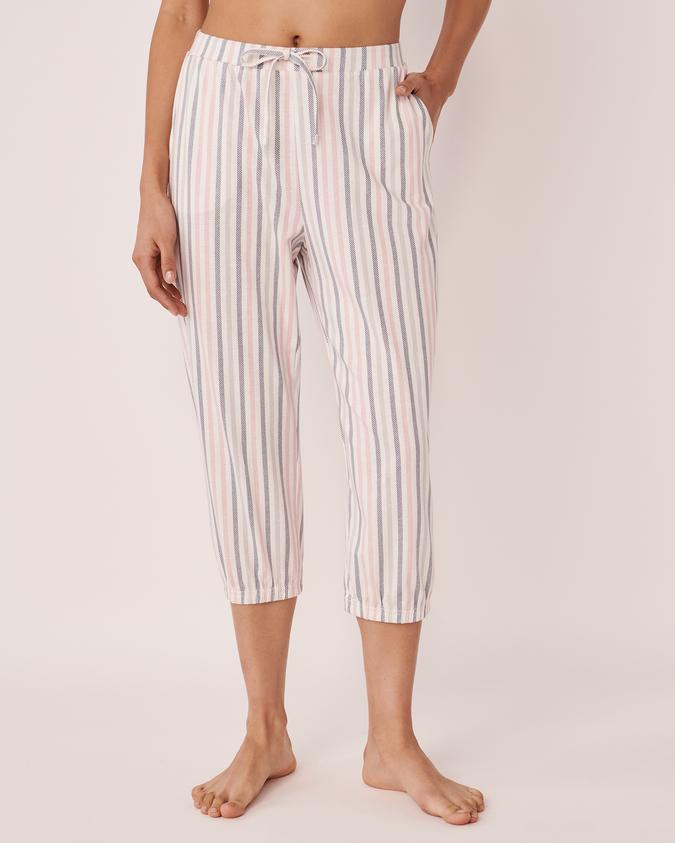 la Vie en Rose Women’s Vertical stripes Cotton Capri