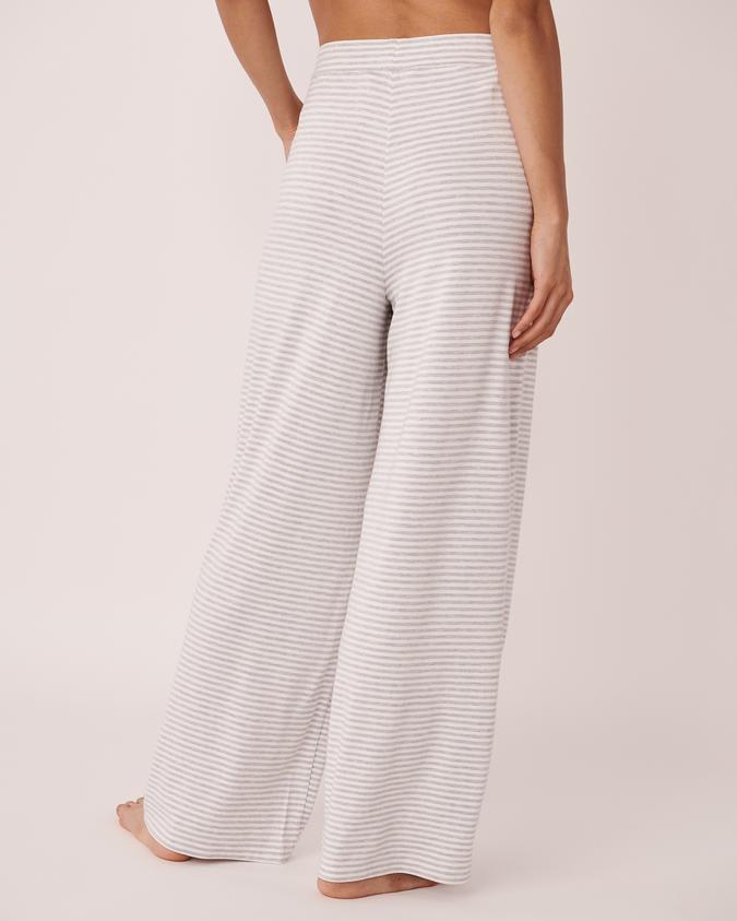 la Vie en Rose Women’s Grey stripes Bamboo Wide Leg Pants