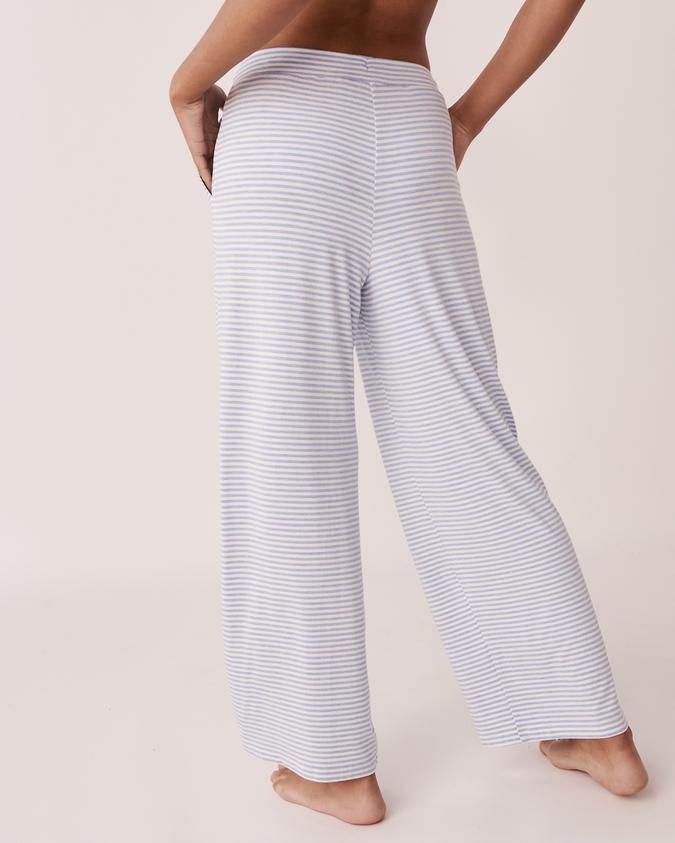 la Vie en Rose Women’s Blue stripes Bamboo Wide Leg Pants