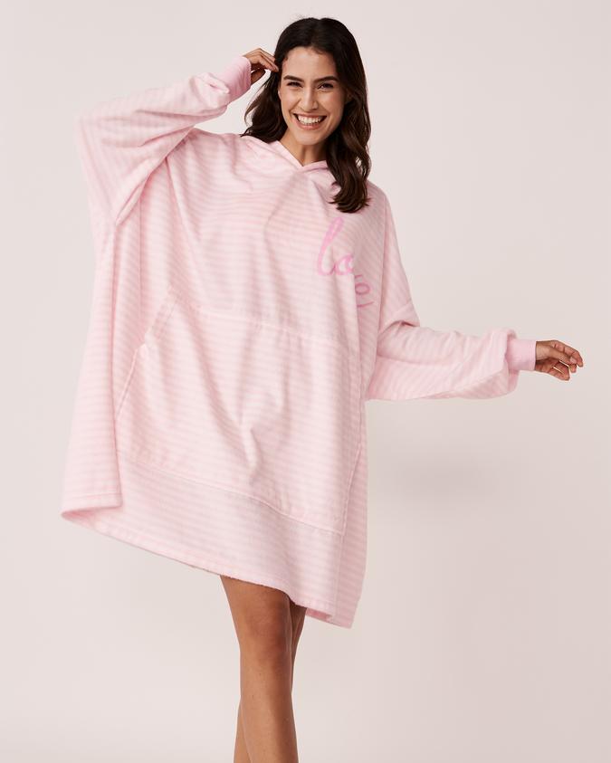 la Vie en Rose Women’s Pink stripes Oversized Hoodie